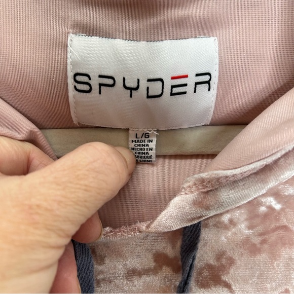 Spyder pink crushed velvet cropped hoodie - Picture 2 of 7